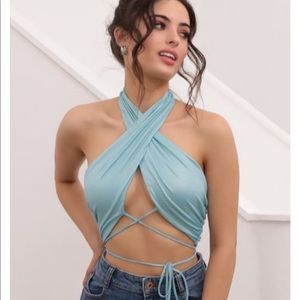 Lucy in the sky Don't Cross Me Top in Aqua